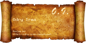 Odry Irma névjegykártya
